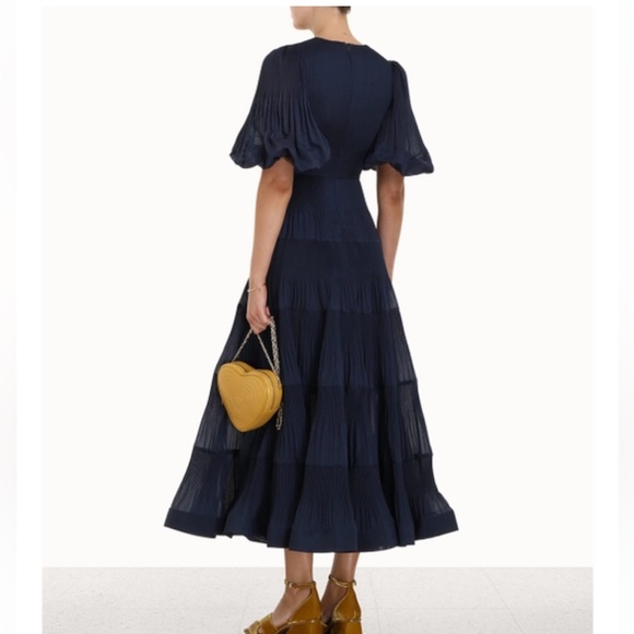 Gorgeous zimmermann pleated midi dress Sz 3 (US 8) black with white polka dots - Picture 6 of 14